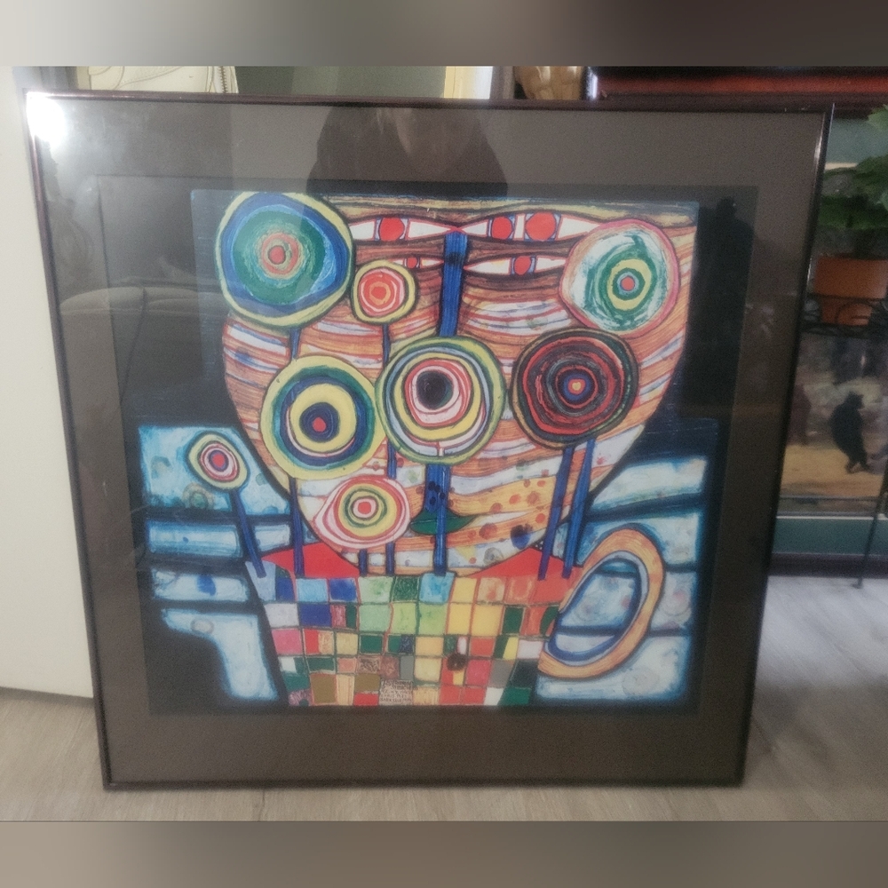 VTG Friedensreich Hundertwasser "The Blob Grows In A Flower Pot" Numbered Print